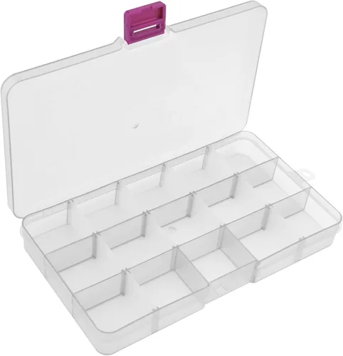 Miniatura 10 de 1 caja organizadora de plástico de 6.7 x 3.9 in con divisores ajustables, caja de almacenamiento de joyas para suministros de oficina, cuentas, Azul