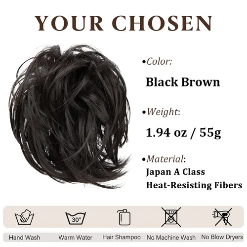 Miniatura 2 de CJL HAIR Pieza de Cabello Grande para Moño Despeinado Ondulado Rizado Coleteros Sintéticos Chignon Cola de Caballo Extensiones de Cabello Piezas