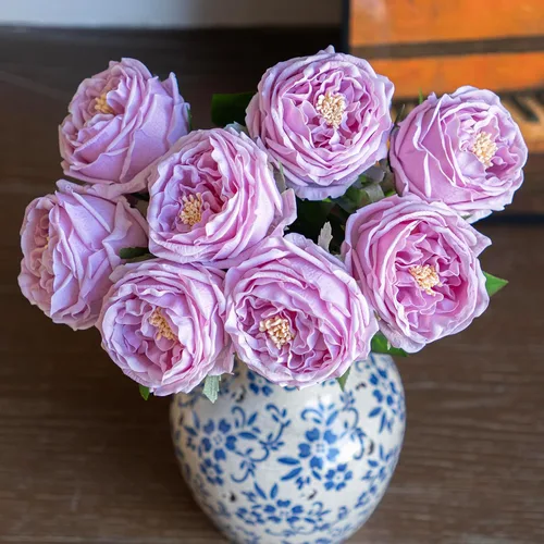 Miniatura 8 de DUYONE Fake Flowers for Decoration Home Decor Soft Touch Artificial Flowers Austin Rose Peony Latex Fake Flower Living Room Decoration Vivid Pink