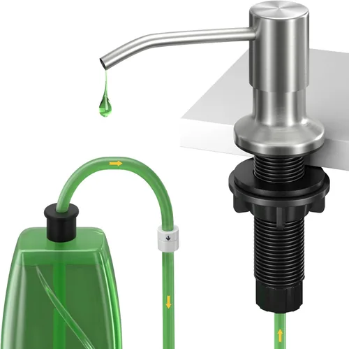 Miniatura 13 de Dispensador de jabón para fregadero de cocina, dispensador de jabón integrado con botella de 17 onzas, recambio del dispensador de jabón para Negro