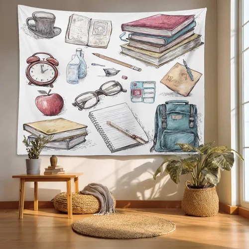 Miniatura 42 de Batmerry Tapiz de pintura abstracta apagado, trazos de expresión artística arte de pared, decoración para colgar, fibra de poliéster, blanco