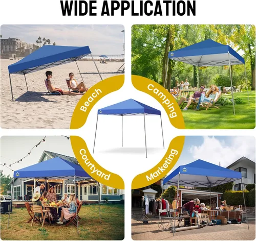 Miniatura 6 de CROWN SHADES - Toldo desplegable instantáneo con base patentada de 10 x 10 pies y parte superior de 8 x 8 pies, portátil, patas inclinadas