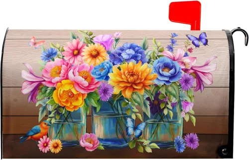 Miniatura 10 de Funda magnética para buzón de otoño, camión, tamaño estándar de 18 x 21 pulgadas, diseño de calabazas de Acción de Gracias, cosecha, hojas de arce