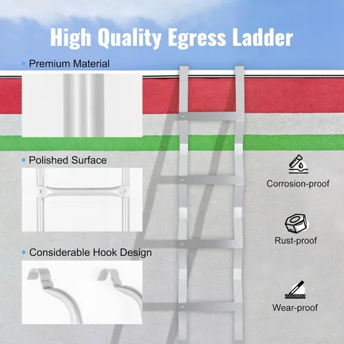Miniatura 3 de Escalera de salida de 4 escalones para sótano, capacidad de carga de 400 libras, escalera de aluminio para sótano de 63 x 14.8 pulgadas