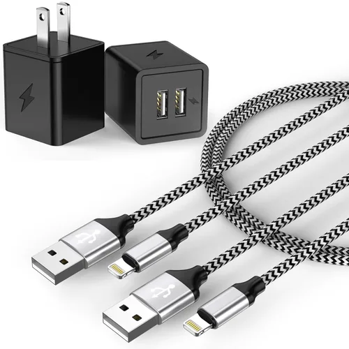 Miniatura 11 de Cargador rápido para iPhone, cargador de iPhone de carga rápida, paquete de 2 cargadores de pared USB de doble puerto, adaptador de bloque