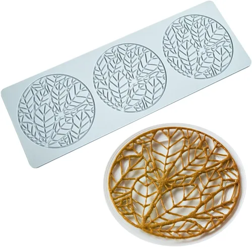 TUKE Molde de silicona para anillos de Tuile para hojas, moldes de silicona para fondant, moldes de Tuile con hojas huecas 3D de chocolate y dulces