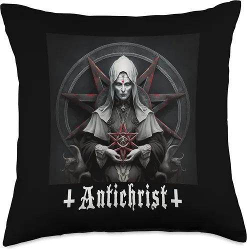 Miniatura 5 de Satan, 666, Satanic Baphomet Tees Anticristo, Satán, Monja malvada, Satanista, Gótico, Diablo, Almohada de 16 x 16 pulgadas, Multicolor
