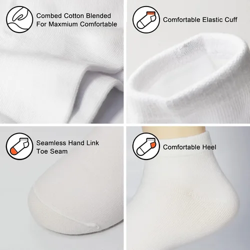 Miniatura 4 de Paquete de docena de calcetines de corte bajo para niños blancos y negros
