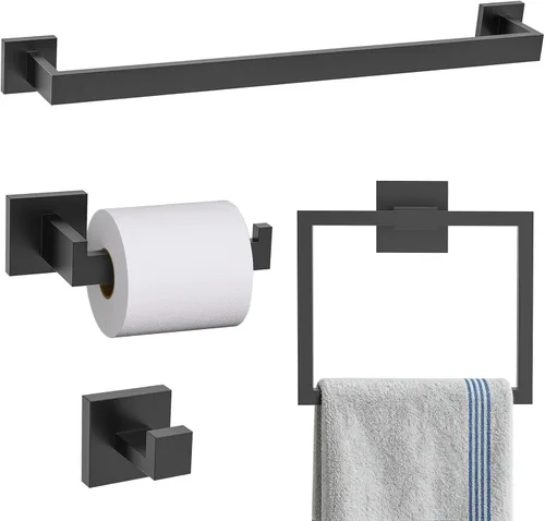Miniatura 26 de TURS Juego de 4 piezas de accesorios de baño de 24 pulgadas, juego de toalleros de baño de acero inoxidable para montaje en pared, juego de Cromo