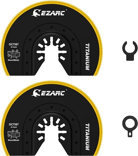 EZARC Cuchillas oscilantes multiherramienta de titanio, 2 hojas de sierra oscilantes semicírculas de corte al ras para clavos de madera y metal,