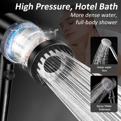 Miniatura 3 de Cabezales de ducha Luxsego de alta presión con rociador de mano, cabezal de ducha filtrado que suaviza el agua dura con masajeador de cuero