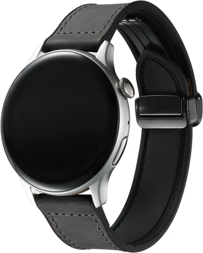 Correa de reloj de silicona de cuero vintage de 0.866 in y 0.787 in con hebilla magnética de liberación rápida compatible con Samsung Galaxy Watch