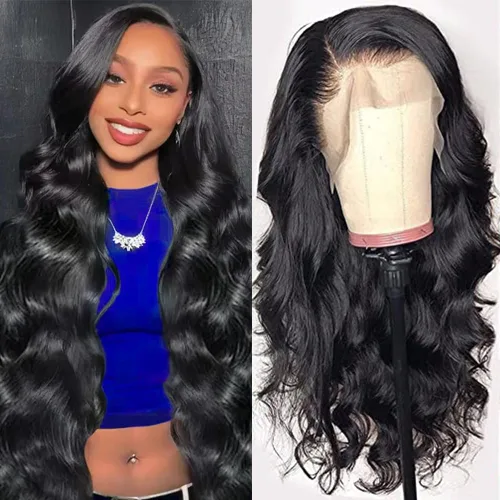 Miniatura 7 de Pelucas de cabello humano ondulado con encaje frontal de 13 x 4 para mujeres negras, sin pegamento, 22 pulgadas