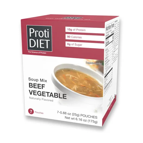 ProtiDIET Mezcla de sopa de verduras de res alta en proteínas, baja en calorías, sin grasa, sin azúcar, rápida y fácil de preparar, mezcla de sopa