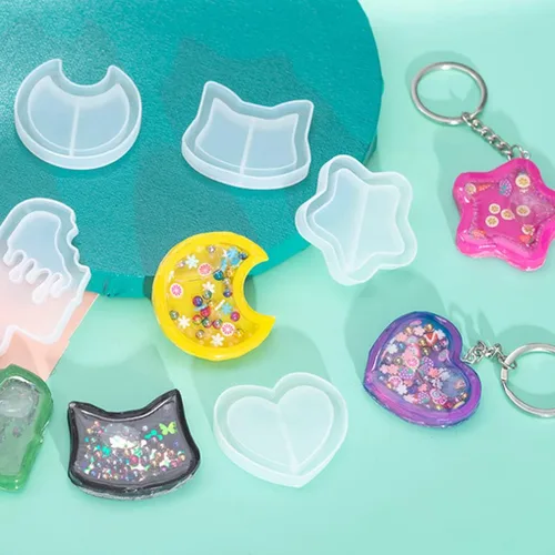 Miniatura 2 de 9 moldes para coctelera de resina, molde de fundición epoxi de arena movediza Kawaii, molde de silicona de animales de gato con 3 hojas de película