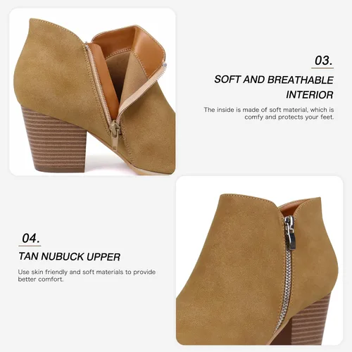 Miniatura 3 de firelli Botas de tobillo para mujer, botas de tacón bajo con punta redonda y cremallera