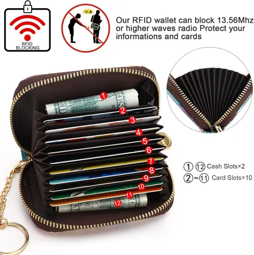Miniatura 3 de APHISON RFID - Tarjetero, carteras para mujer. Funda para tarjetas de piel con cremallera para mujerniñaCaja regalo