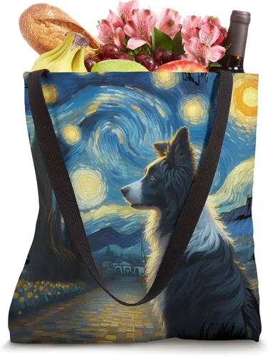 Miniatura 4 de Stellar Canine Dreamscape Border Collie Starry Night Tote Bag
