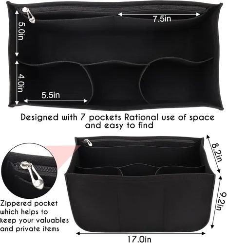 Miniatura 5 de AIERSA Organizador de bolsas de playa de goma compatible con bolsa BoggSimply Southern Tote, bolsa divisora de fieltro con cremallera