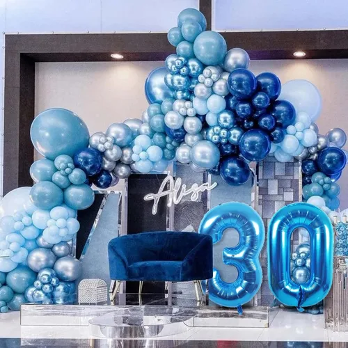 Miniatura 6 de Globos gigantes de papel aluminio azul del número 20 de 40 pulgadas, globos gigantes de helio número 20 para niños y niñas, decoraciones de azul