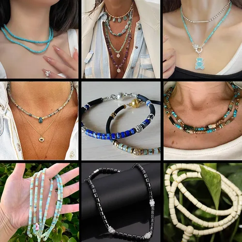 Miniatura 7 de BONNY BOXX 150 piezas de cuentas espaciadoras de jade blanco natural, cuentas sueltas semipreciosas planas redondas de jade heishi para hacer joyas