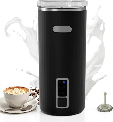 Kndko Espumador de leche eléctrico, espumador de leche y vaporizador 6 en 1, máquina automática de espuma fría y cálida y calentador de leche para