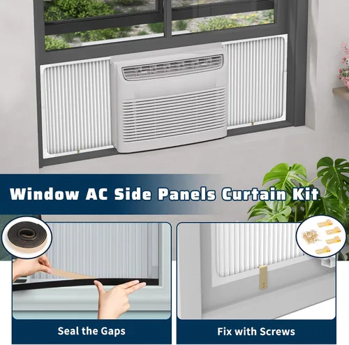 Miniatura 5 de Paneles laterales de aire acondicionado de ventana ajustables con juego de marco, paneles laterales de CA extra anchos para unidades de CA de 5000 a