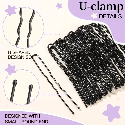 Miniatura 4 de FANDAMEI Red de pelo de 30 cm para niños, 20 redes de pelo invisibles con 40 horquillas en forma de U, redes de pelo para moños, redes de pelo