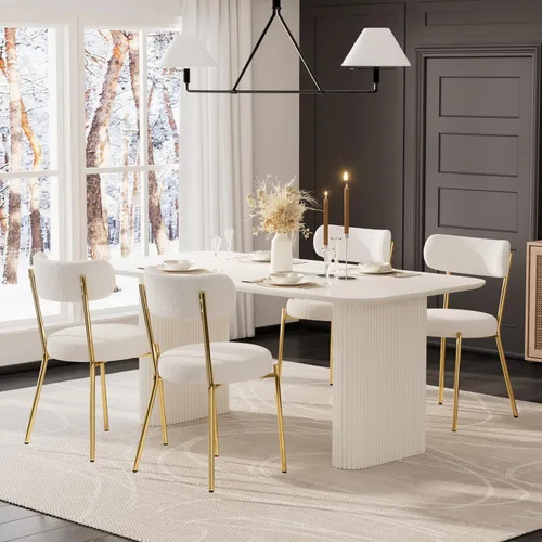 Miniatura 12 de RGZ Juego de mesa de comedor oval moderna de 71", juego de mesa y sillas de 7 piezas para 6, juego de mesa de cocina de mármol sintético y 6 sillas