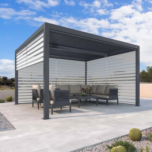 Miniatura 27 de PURPLE LEAF 94AS - Pérgola pequeña de aluminio compacto de 10 x 12 pies con techo rígido con listones ajustables para patio, cubierta de terraza