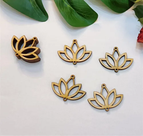 Miniatura 5 de 30 aretes de madera recortados en forma de loto, manualidades de corte láser sin terminar, accesorios de joyería de madera (2 pulgadas)