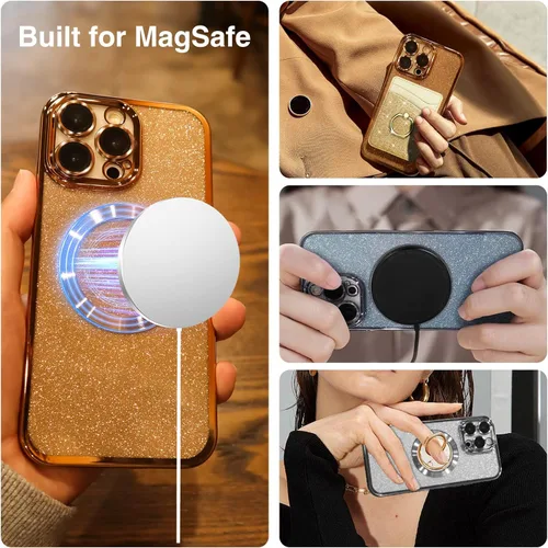 Miniatura 4 de Bonita funda ondulada con purpurina para iPhone 14 Pro Max, funda Kawaii Bling Sparkle para mujeres y niñas, marco ondulado de TPU suave delgado
