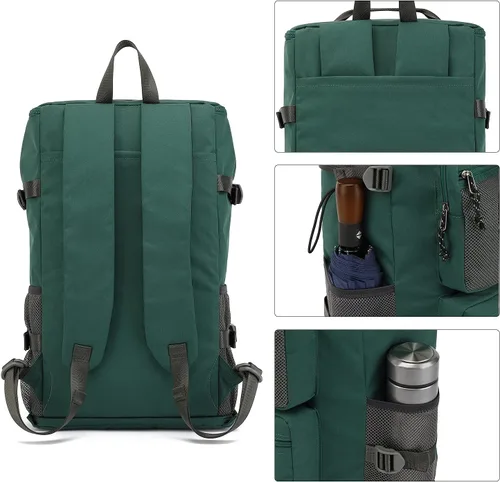 Miniatura 3 de Bolsa de gimnasio Kalesi con compartimento para zapatos, mochila de lona de 4 vías impermeable para viajes, deporte, senderismo, portátil, Verde