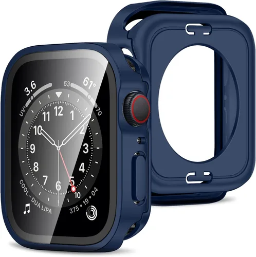 Miniatura 14 de Amizee Estuche 2 en 1 [Paquete de 2] Compatible con Apple Watch Series 9/8/ 7 de 45 mm con Protector de Pantalla Integrado, Cubierta Protectora