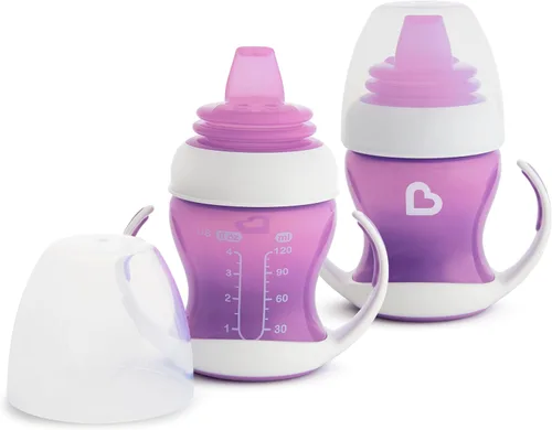 Munchkin® Gentle™ Transition Sippy Trainer - Vaso de 4 onzas, paquete de 2, morado Púrpura