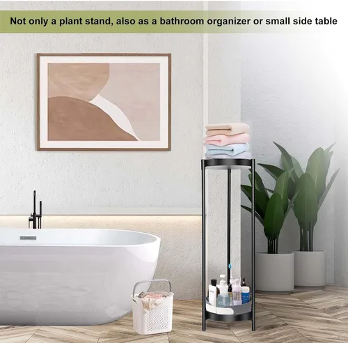 Miniatura 7 de Soporte para Plantas de Interior y Exterior CEFZUM, Soporte de 2 Niveles de 24" de Altura en Negro para Macetas de Flores, Estante de Metal