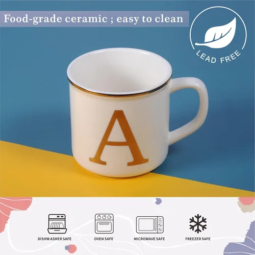 Miniatura 4 de Taza de Café de Cerámica Miicol 16 oz, Taza de Café Monograma, Taza de Té con Inicial Dorada, Taza de Té Personalizada, Regalo Único, Taza Grande