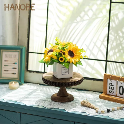 Miniatura 9 de Hanobe Soporte para Tartas de Madera Pequeño: Soporte de Pedestal para Cupcakes de 8 Pulgadas, Elevador de Exhibición de Postres Rústico Envejecido