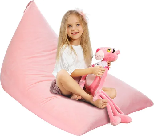 Miniatura 11 de Aubliss Funda para puf de almacenamiento de animales de peluche, 50 x 35 pulgadas, puff de terciopelo extra grande para niños y adultos, con Velvet