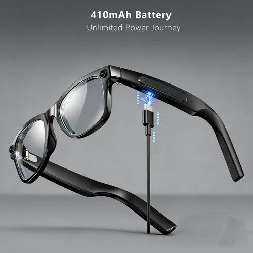 Miniatura 5 de Lentes inteligentes Ai 2026 para hombres y mujeres, gafas de cámara HD 4K de 8 MP, batería de 410 mAh, admite grabación de fotos/videos/audio