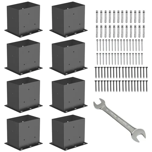 Miniatura 8 de Base de poste de 4x4 2 piezas, (Tamaño interno 3.6x3.6) Anclajes de poste, Acero sólido de 13GA y recubierto con polvo negro, Soportes de poste