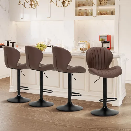 Miniatura 18 de COLAMY Juego de 1 Taburete de Bar, Sillas de Bar Giratorias Modernas, Taburetes de Bar Ajustables Tapizados en Cuero Sintético de Altura de Negro