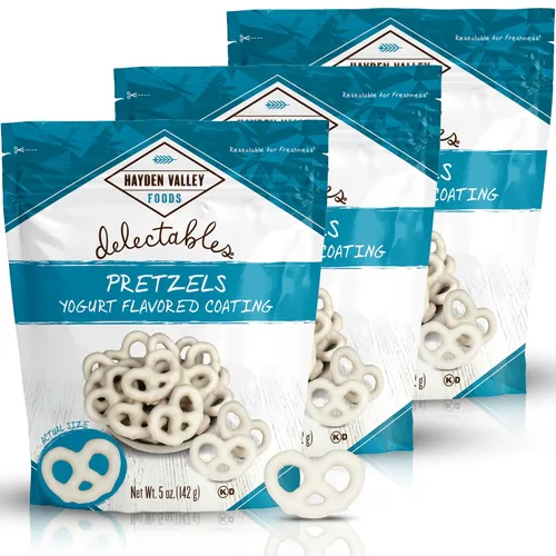 Miniatura 39 de Hayden Valley Foods Pretzels cubiertos con sabor a yogur de arándanos Bolsas de 5 onzas (paquete de 3) Sin sabores artificiales, conservantes