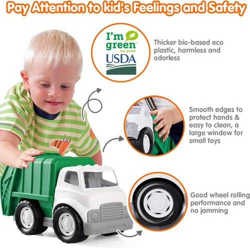 Miniatura 6 de PLAY Camión de basura y camiones de bomberos ecológicos, [certificado por USDA] sin BPA/ftalato/PVC, escalera de bioplástico reciclado, juguete