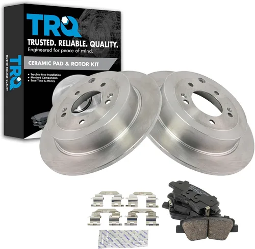 Miniatura 82 de TRQ Kit de rotor de freno trasero y pastillas de cerámica Posi premium compatible con camioneta Chevy GMC