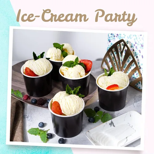 Miniatura 2 de MATICAN Vasos de papel para helado, 100 cuencos de postre desechables de 11 onzas para alimentos calientes o fríos, suministros de fiesta de 11