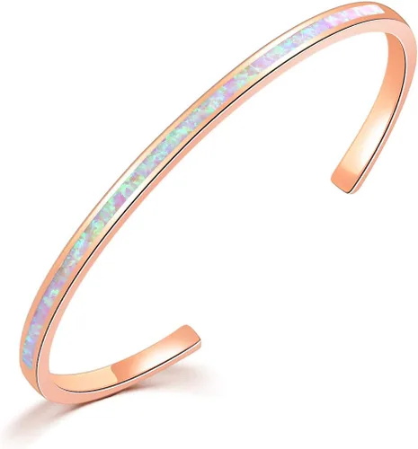 Miniatura 14 de CiNily Pulsera de ópalo para mujer, chapada en oro, hipoalergénica, con piedras preciosas abiertas