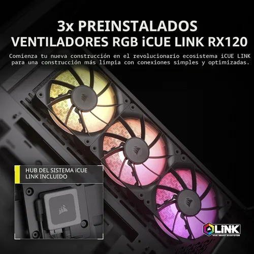 Miniatura 4 de CORSAIR iCUE Link 3500X RGB Mid-Tower ATX Carcasa para PC – Vidrio Templado Panorámico – Compatible con Placa Base de Conexión Inversa – 3X Negro