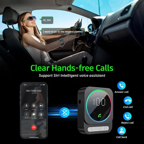 Miniatura 3 de SONRU Receptor Bluetooth 5.3 para Coche, Adaptador de Audio Inalámbrico para Coche/Estéreo de Casa/Auriculares con Cable/Altavoz, Adaptador Aux Negro