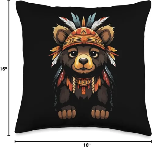 Miniatura 4 de Native American Day American Indian Pride Cojín de oso indígena indígena nativo americano, diseño de artes tribales, 16 x 16 pulgadas, multicolor